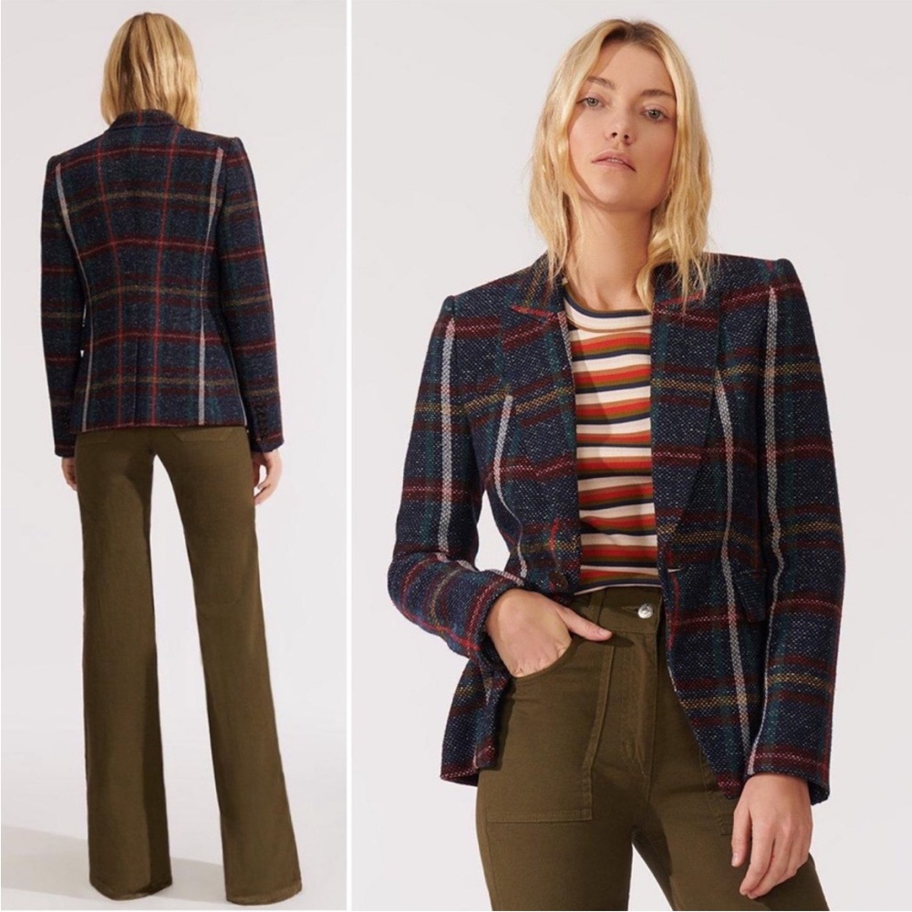 Veronica Beard 6 Zane Tweed Plaid Blazer